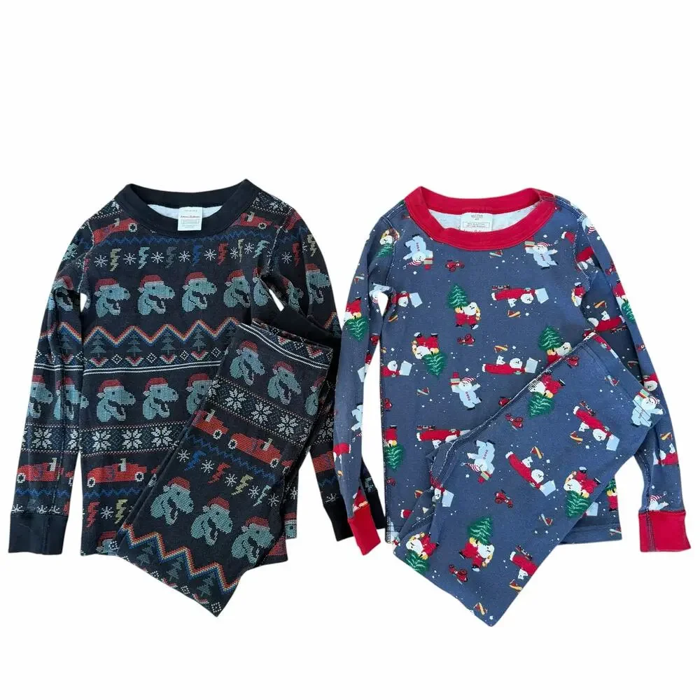Hanna Andersson Lot of 2 Christmas Organic Cotton Pajamas Sz 5